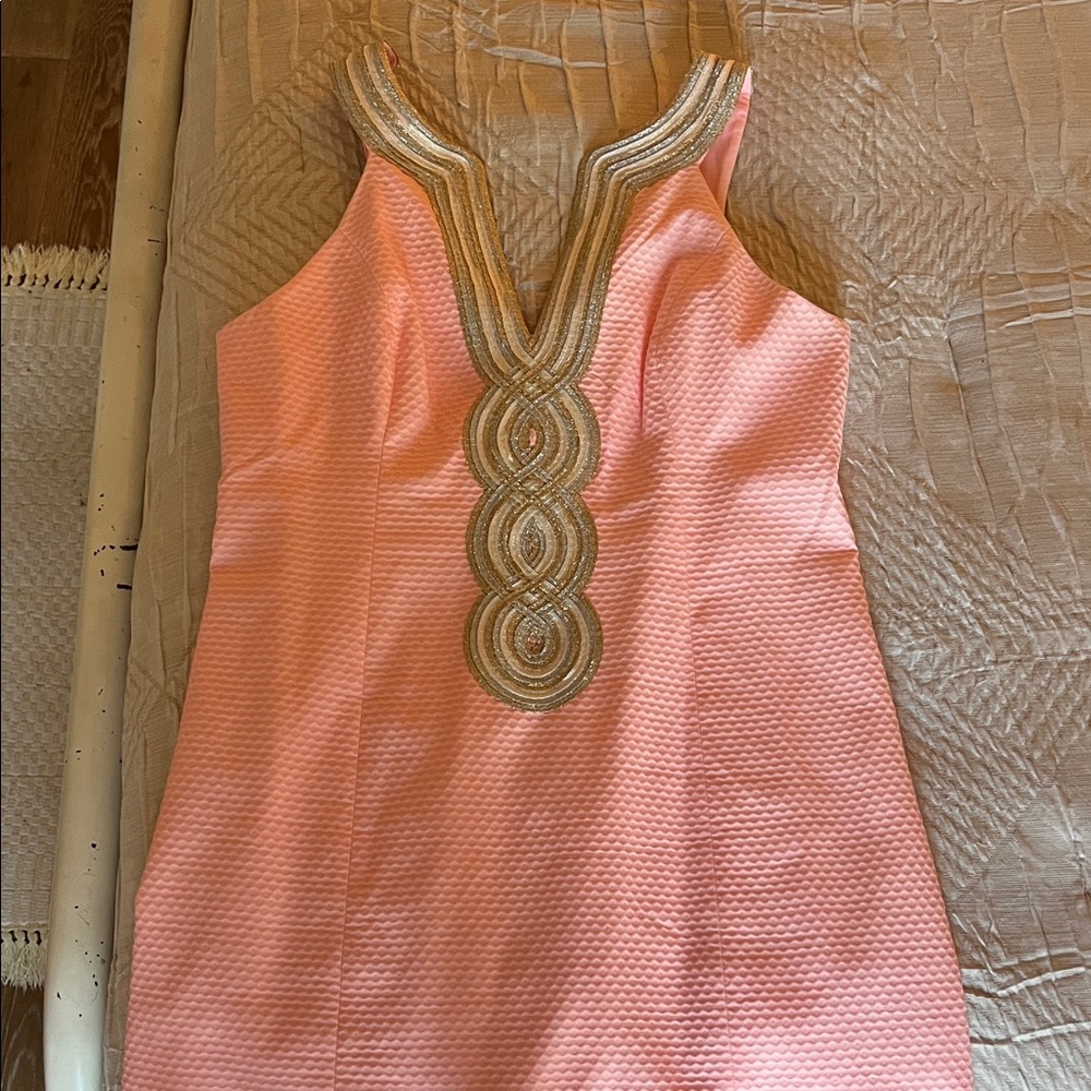 Lilly Pulitzer Pink Dress Gold Detail